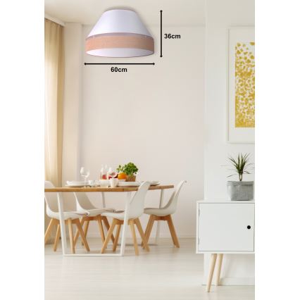 Duolla - Loftlampe AVIGNON 3xE27/15W/230V diameter 60 cm hvid/brun