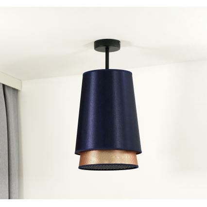 Duolla - Loftlampe BELL SHINY 1xE27/15W/230V diameter 25 cm blå/kobber