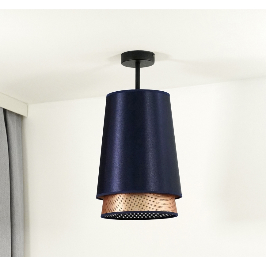 Duolla - Loftlampe BELL SHINY 1xE27/15W/230V diameter 25 cm blå/kobber