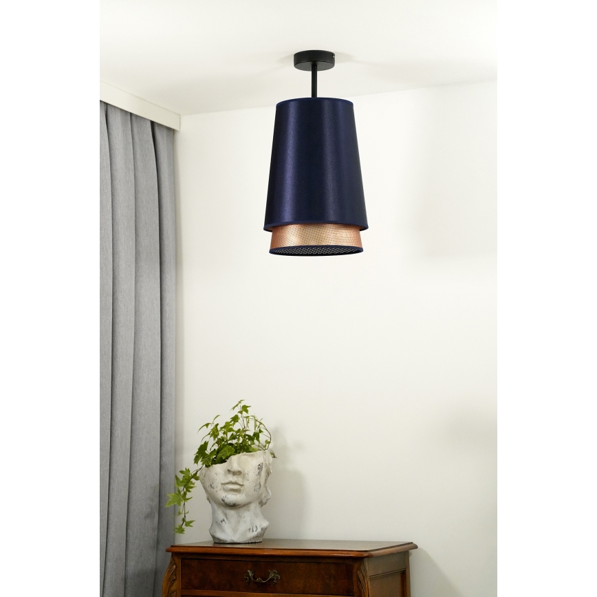 Duolla - Loftlampe BELL SHINY 1xE27/15W/230V diameter 25 cm blå/kobber