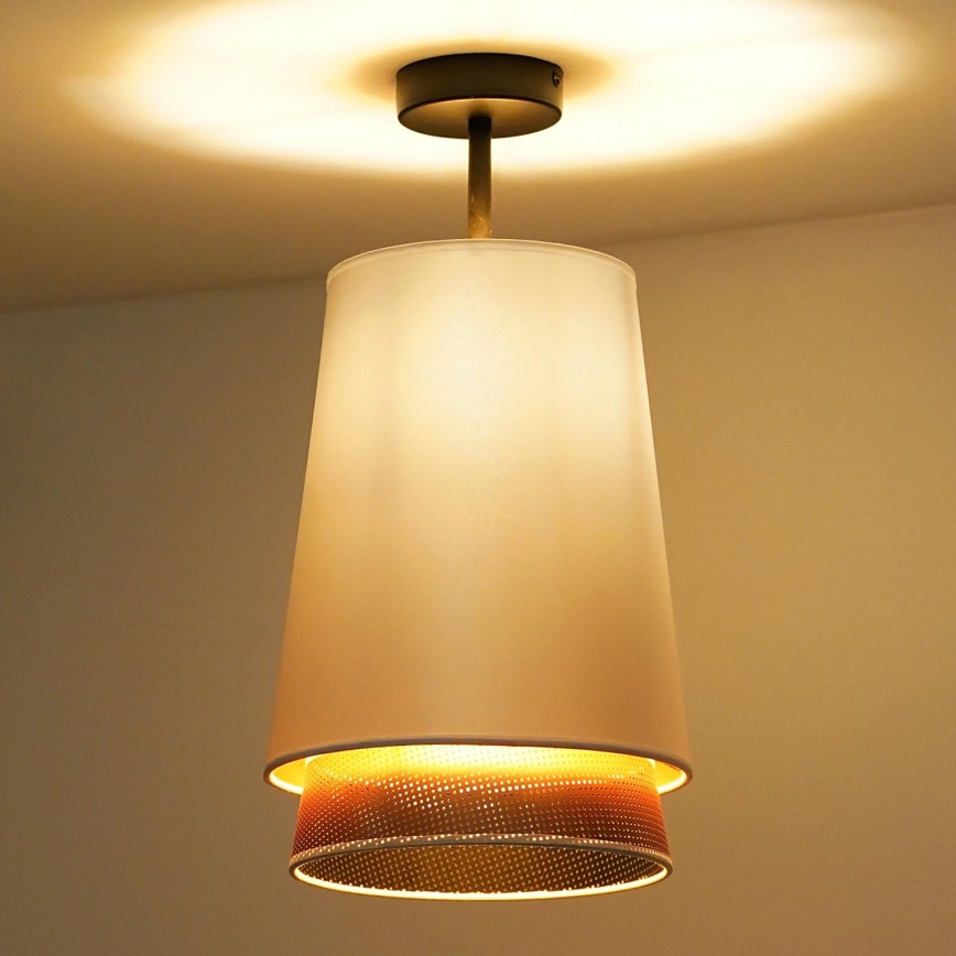 Duolla - Loftlampe BELL SHINY 1xE27/15W/230V diameter 25 cm hvid/kobber
