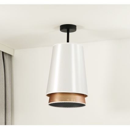 Duolla - Loftlampe BELL SHINY 1xE27/15W/230V diameter 25 cm hvid/kobber