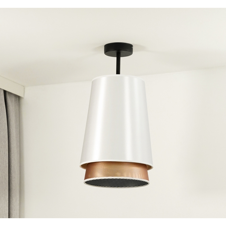 Duolla - Loftlampe BELL SHINY 1xE27/15W/230V diameter 25 cm hvid/kobber
