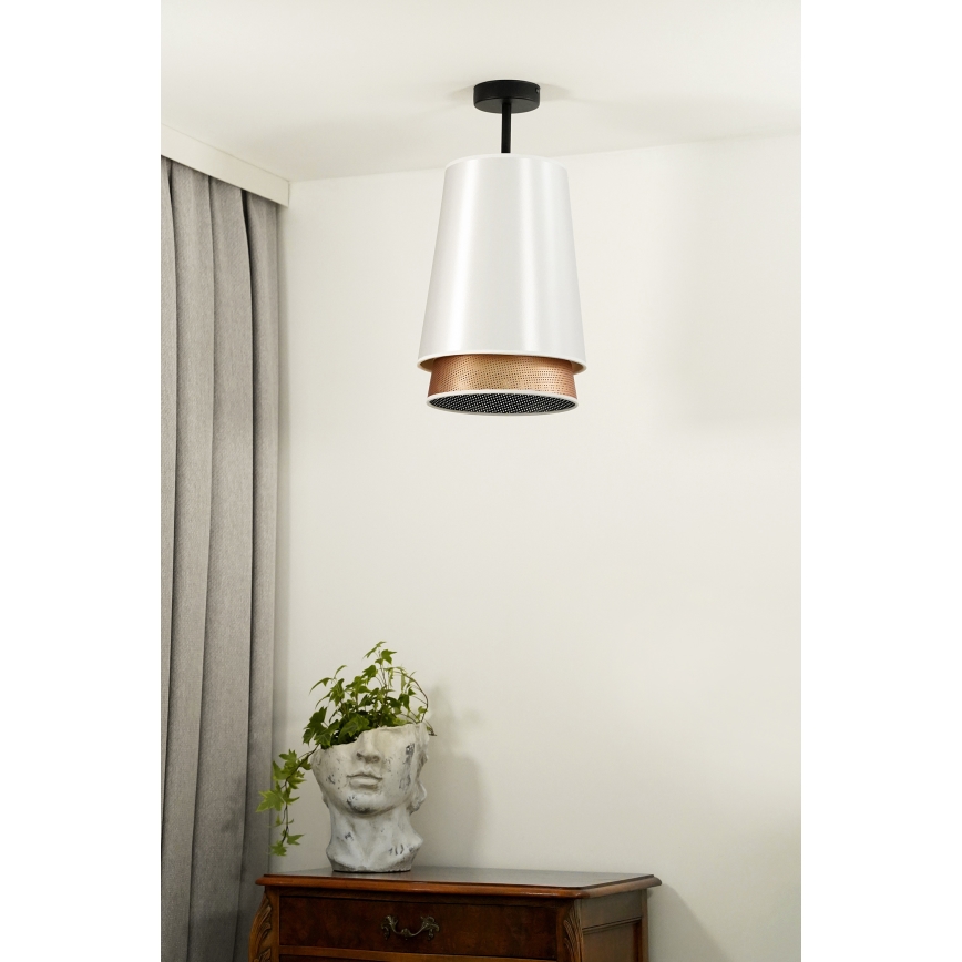 Duolla - Loftlampe BELL SHINY 1xE27/15W/230V diameter 25 cm hvid/kobber