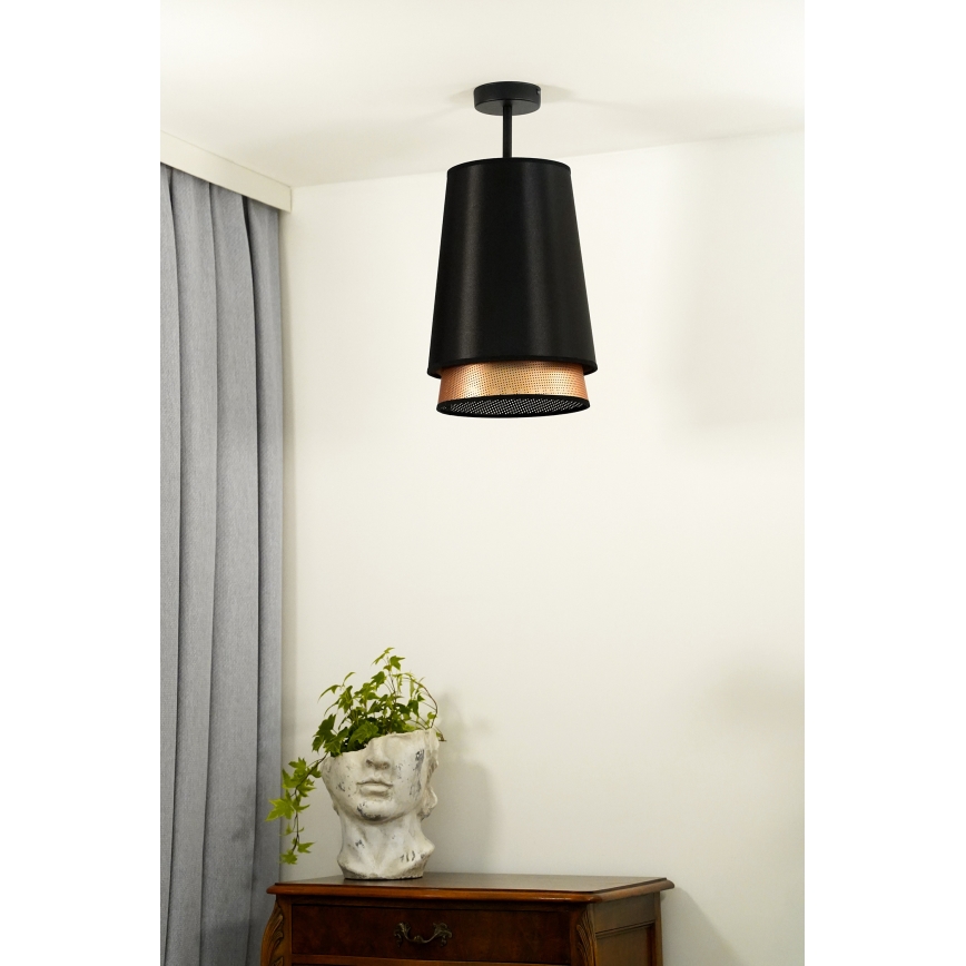 Duolla - Loftlampe BELL SHINY 1xE27/15W/230V diameter 25 cm sort/kobber