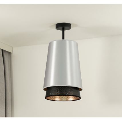 Duolla - Loftlampe BELL SHINY 1xE27/15W/230V diameter 25 cm sølvfarvet/sort