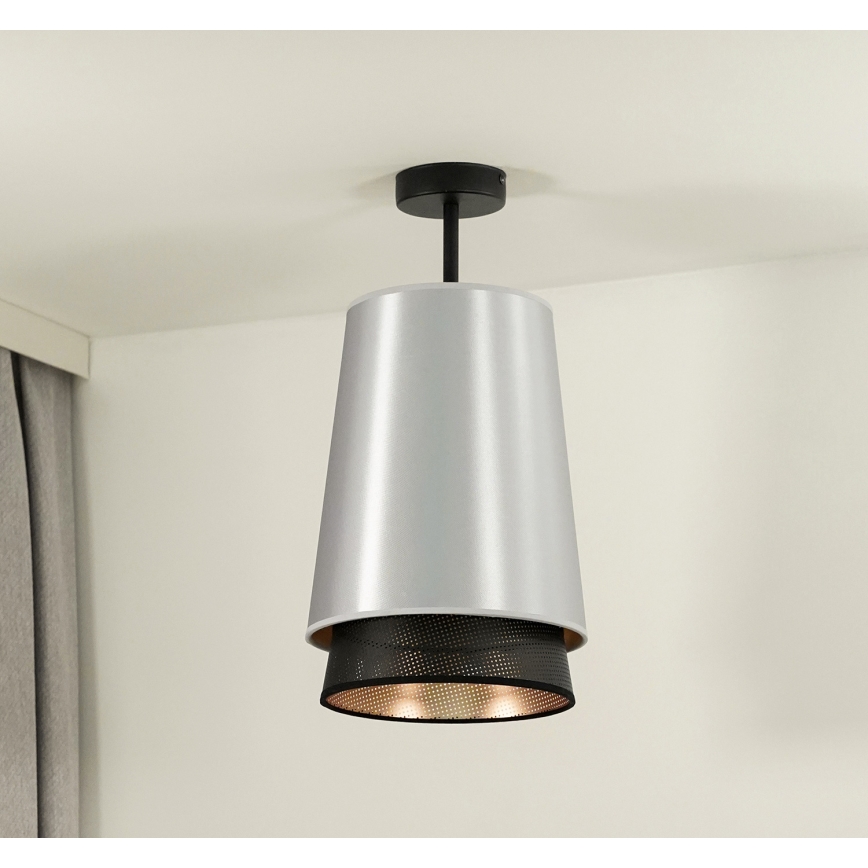 Duolla - Loftlampe BELL SHINY 1xE27/15W/230V diameter 25 cm sølvfarvet/sort