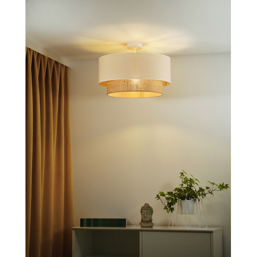 Duolla - Loftlampe BOHO 1xE27/15W/230V diameter 45 cm cremefarvet/brun