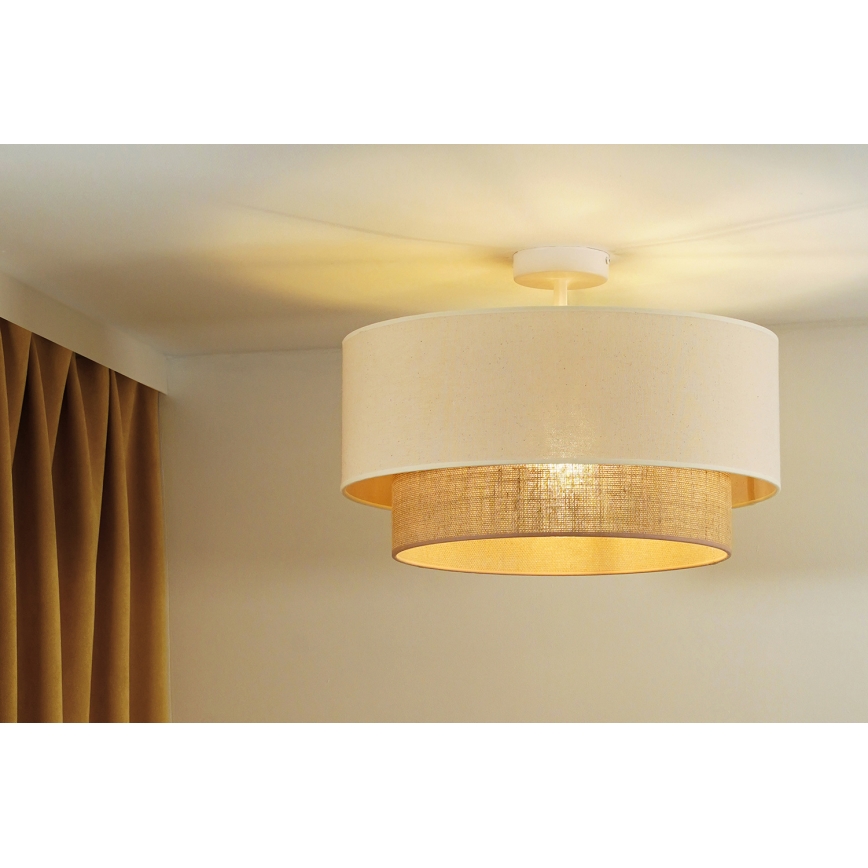 Duolla - Loftlampe BOHO 1xE27/15W/230V diameter 45 cm cremefarvet/brun