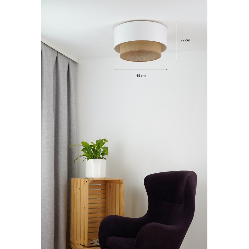 Duolla - Loftlampe BOHO 1xE27/15W/230V diameter 45 cm hvid/brun