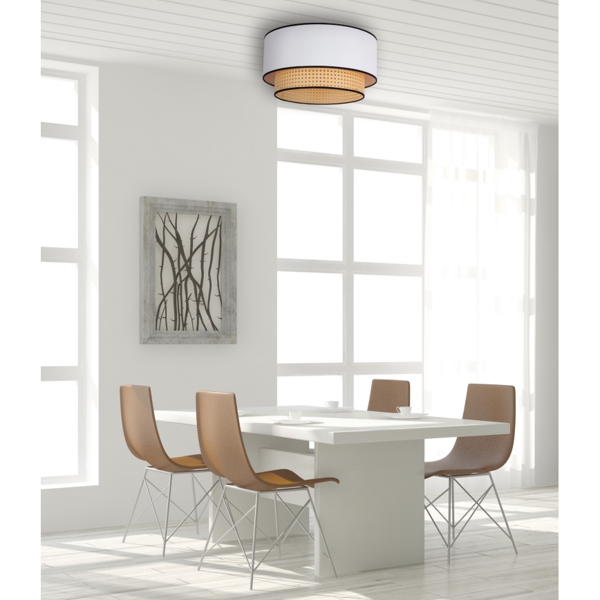 Duolla - Loftlampe BOHO 1xE27/15W/230V diameter 45 cm hvid/Rattan