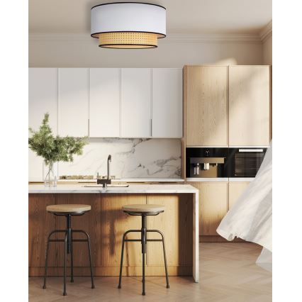 Duolla - Loftlampe BOHO 1xE27/15W/230V diameter 45 cm hvid/Rattan