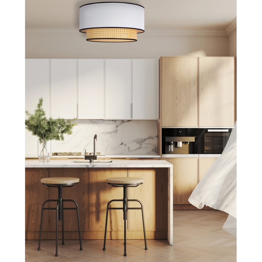 Duolla - Loftlampe BOHO 1xE27/15W/230V diameter 45 cm hvid/Rattan