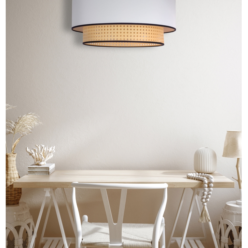 Duolla - Loftlampe BOHO 1xE27/15W/230V diameter 45 cm hvid/Rattan