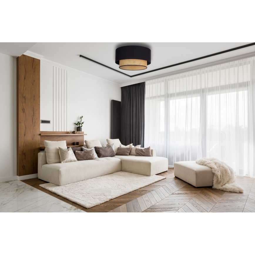 Duolla - Loftlampe BOHO 1xE27/15W/230V diameter 45 cm sort/Rattan