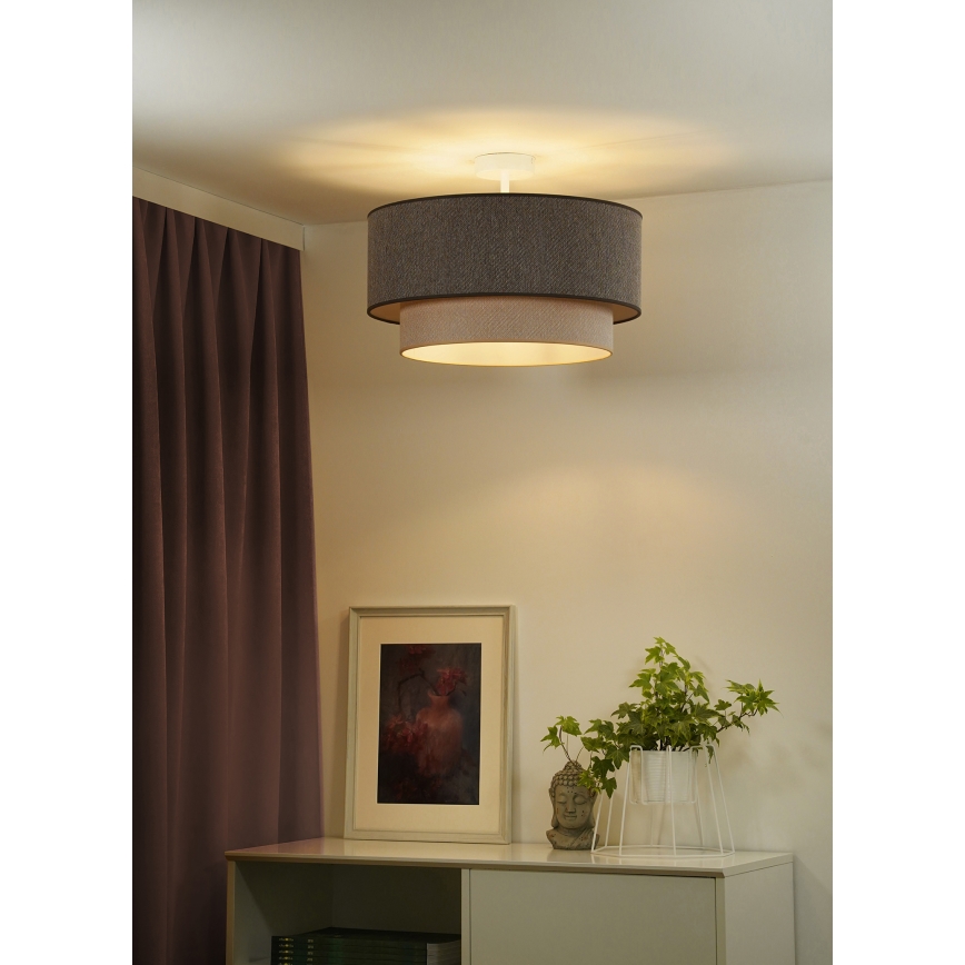 Duolla - Loftlampe BOHO ECO RECYCLING 1xE27/15W/230V diameter 45 cm brun/cremefarvet