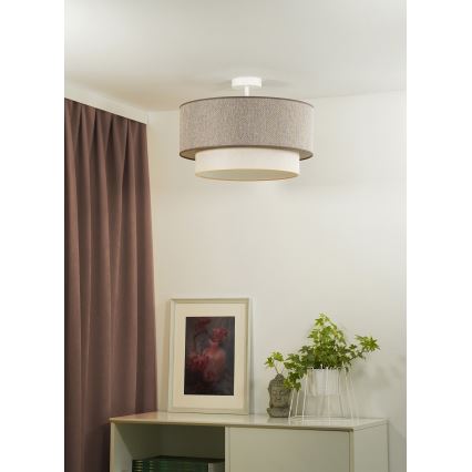 Duolla - Loftlampe BOHO ECO RECYCLING 1xE27/15W/230V diameter 45 cm brun/cremefarvet