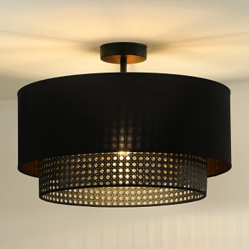 Duolla - Loftlampe BOHO RATTAN 1xE27/15W/230V diameter 45 cm sort