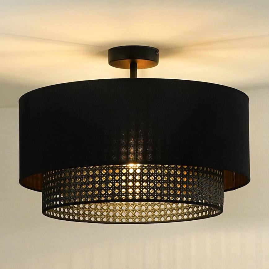 Duolla - Loftlampe BOHO RATTAN 1xE27/15W/230V diameter 45 cm sort