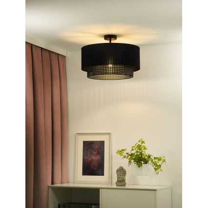 Duolla - Loftlampe BOHO RATTAN 1xE27/15W/230V diameter 45 cm sort