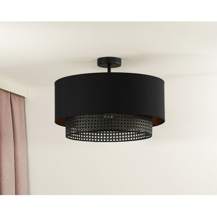 Duolla - Loftlampe BOHO RATTAN 1xE27/15W/230V diameter 45 cm sort