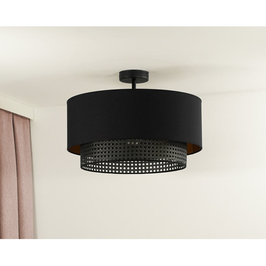 Duolla - Loftlampe BOHO RATTAN 1xE27/15W/230V diameter 45 cm sort