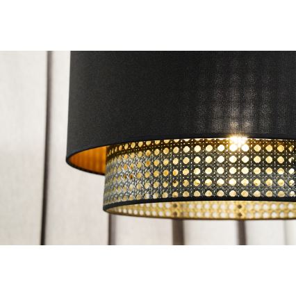 Duolla - Loftlampe BOHO RATTAN 1xE27/15W/230V diameter 45 cm sort