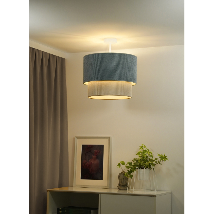 Duolla - Loftlampe CORDUROY 1xE27/15W/230V diameter 40 cm blå/beige