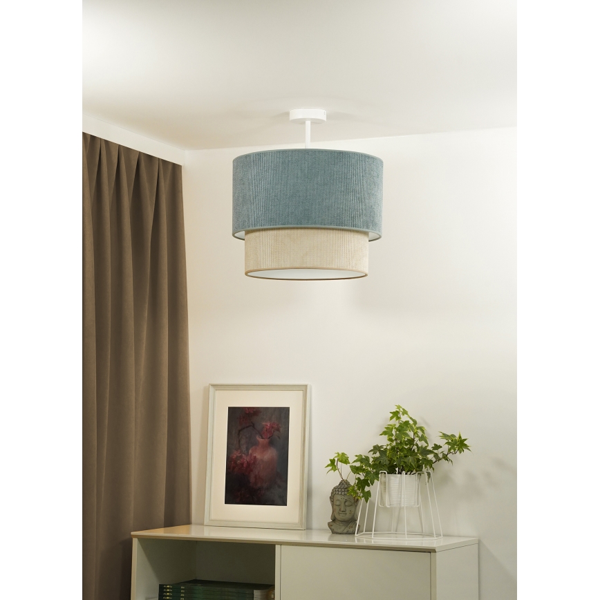 Duolla - Loftlampe CORDUROY 1xE27/15W/230V diameter 40 cm blå/beige
