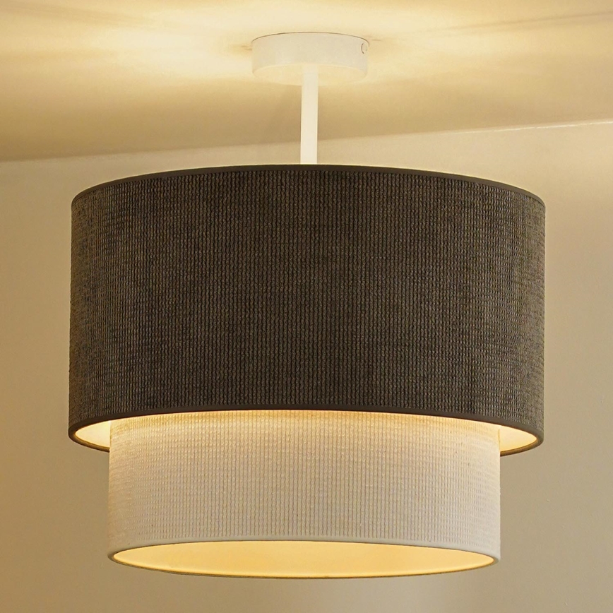Duolla - Loftlampe CORDUROY 1xE27/15W/230V diameter 40 cm brun/cremefarvet