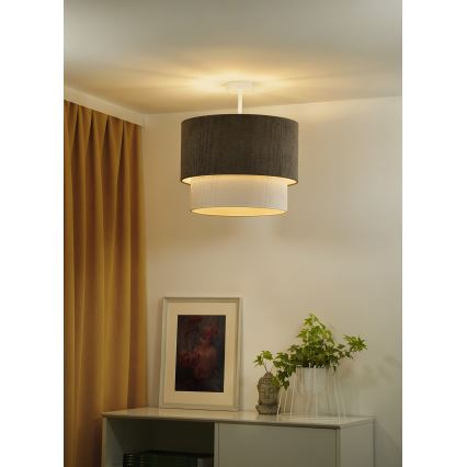 Duolla - Loftlampe CORDUROY 1xE27/15W/230V diameter 40 cm brun/cremefarvet
