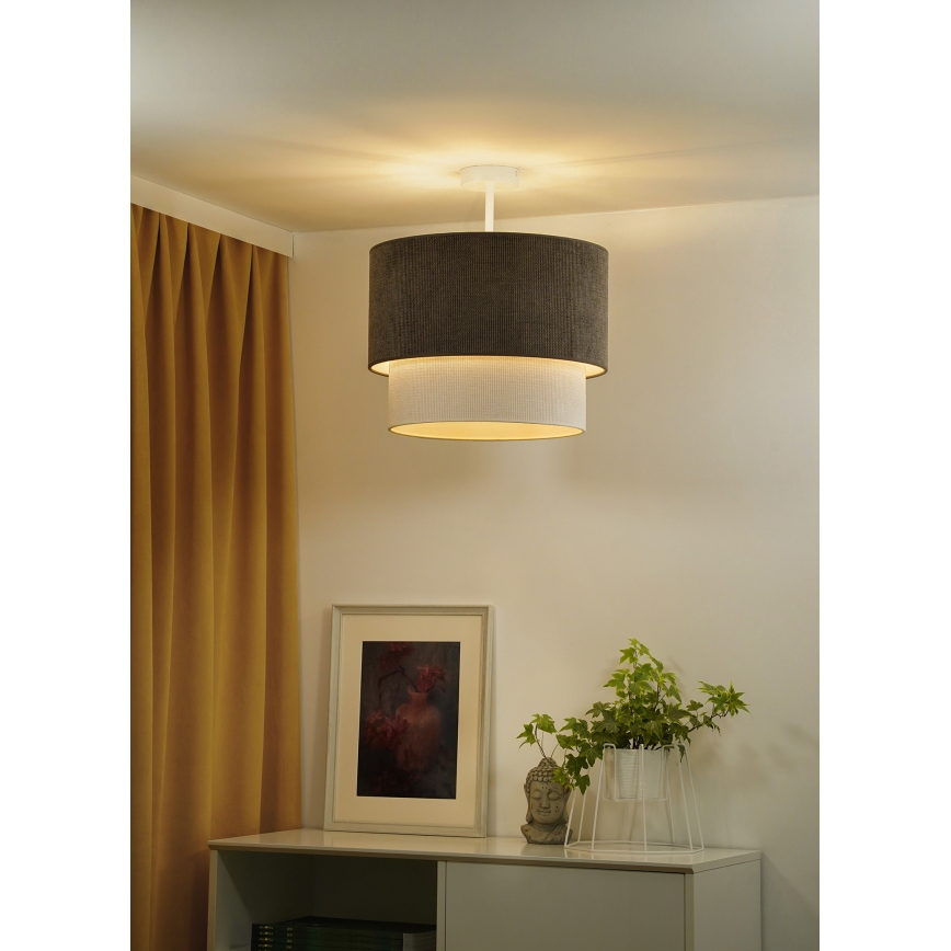 Duolla - Loftlampe CORDUROY 1xE27/15W/230V diameter 40 cm brun/cremefarvet