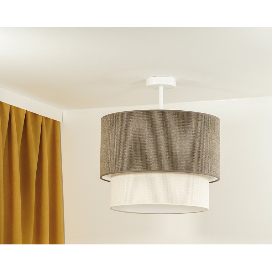 Duolla - Loftlampe CORDUROY 1xE27/15W/230V diameter 40 cm brun/cremefarvet
