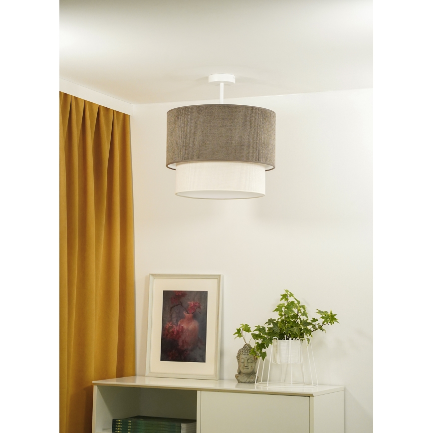 Duolla - Loftlampe CORDUROY 1xE27/15W/230V diameter 40 cm brun/cremefarvet