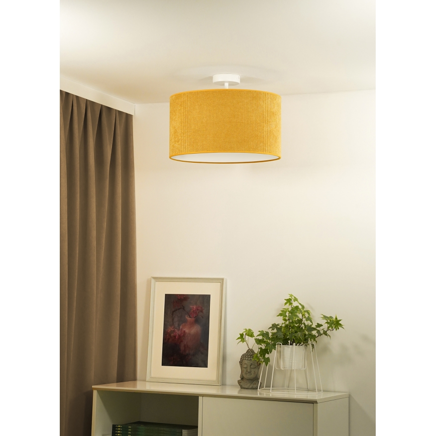 Duolla - Loftlampe CORDUROY 1xE27/15W/230V diameter 40 cm gul