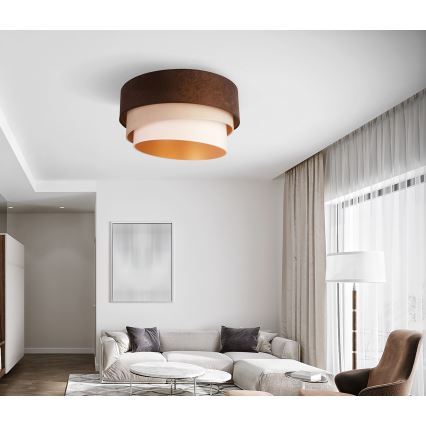 Duolla - Loftlampe DEVON 1xE27/40W/230V diameter 45 cm brun/beige