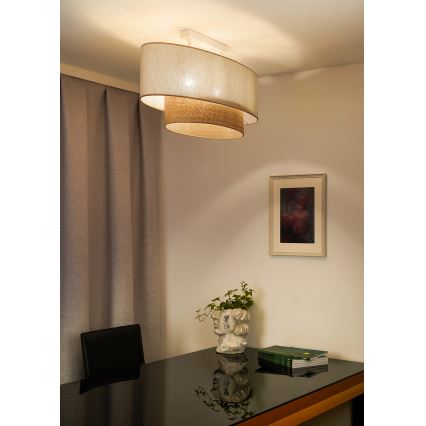 Duolla - Loftlampe DOUBLE OVAL NATURE 2xE27/15W/230V cremefarvet/beige