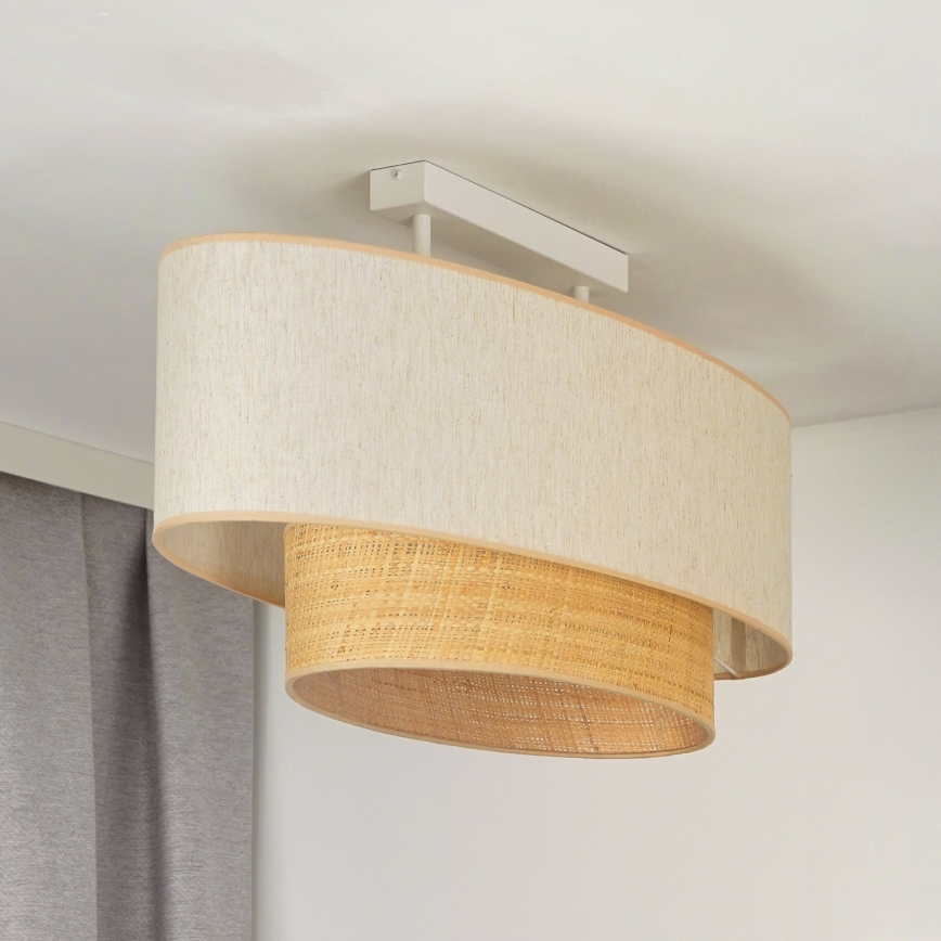 Duolla - Loftlampe DOUBLE OVAL NATURE 2xE27/15W/230V cremefarvet/beige