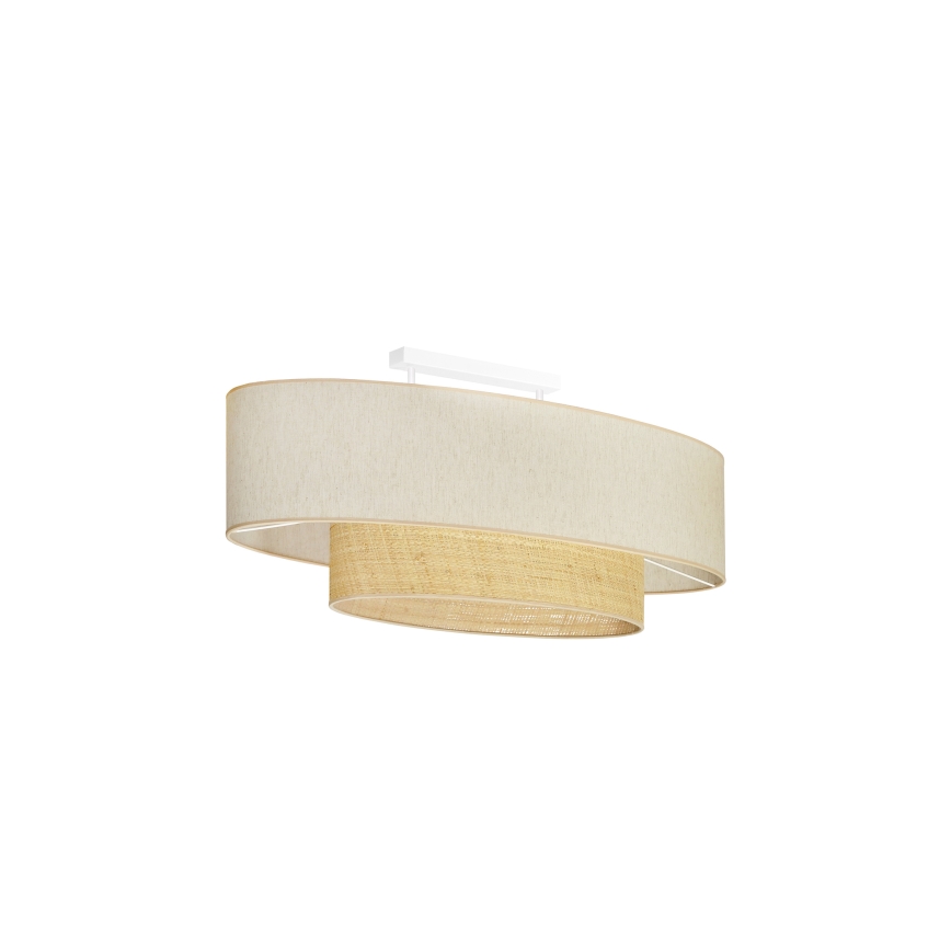 Duolla - Loftlampe DOUBLE OVAL NATURE 2xE27/15W/230V cremefarvet/beige