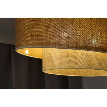 Duolla - Loftlampe DOUBLE OVAL YUTE 2xE27/15W/230V brun/cremefarvet