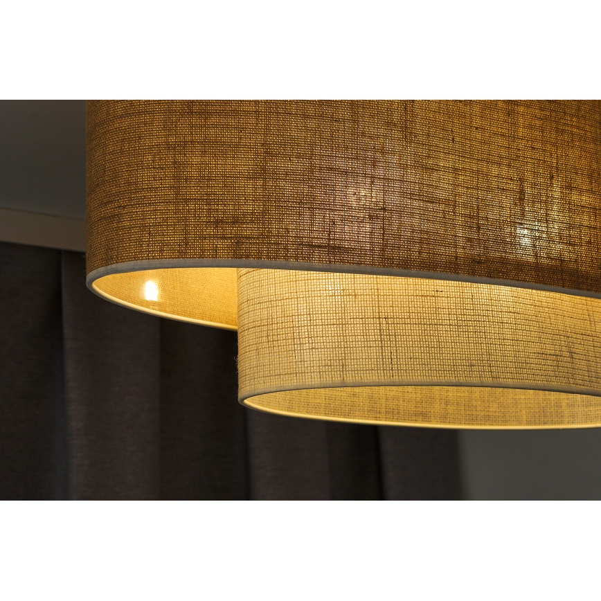 Duolla - Loftlampe DOUBLE OVAL YUTE 2xE27/15W/230V brun/cremefarvet