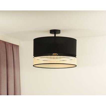 Duolla - Loftlampe DOUBLE RATTAN 1xE27/15W/230V diameter 40 cm sort/beige