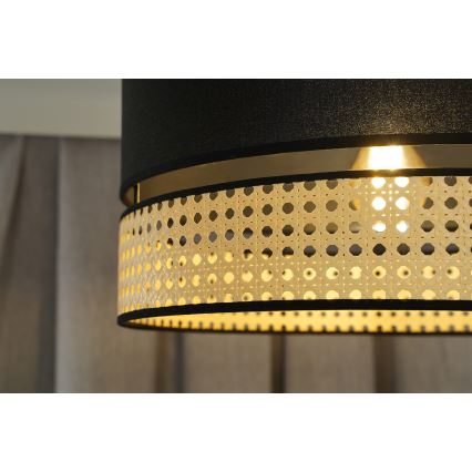Duolla - Loftlampe DOUBLE RATTAN 1xE27/15W/230V diameter 40 cm sort/beige