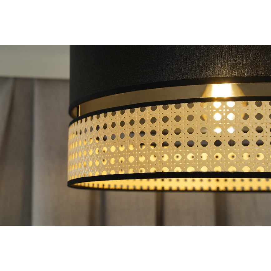 Duolla - Loftlampe DOUBLE RATTAN 1xE27/15W/230V diameter 40 cm sort/beige