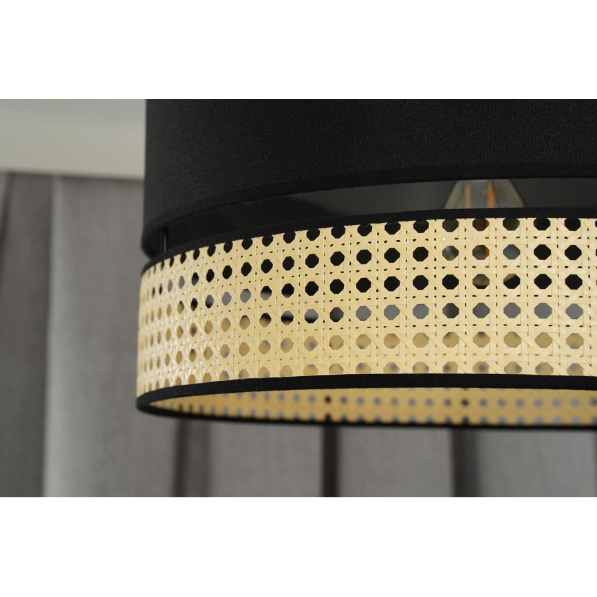 Duolla - Loftlampe DOUBLE RATTAN 1xE27/15W/230V diameter 40 cm sort/beige