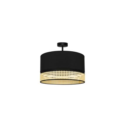 Duolla - Loftlampe DOUBLE RATTAN 1xE27/15W/230V diameter 40 cm sort/beige