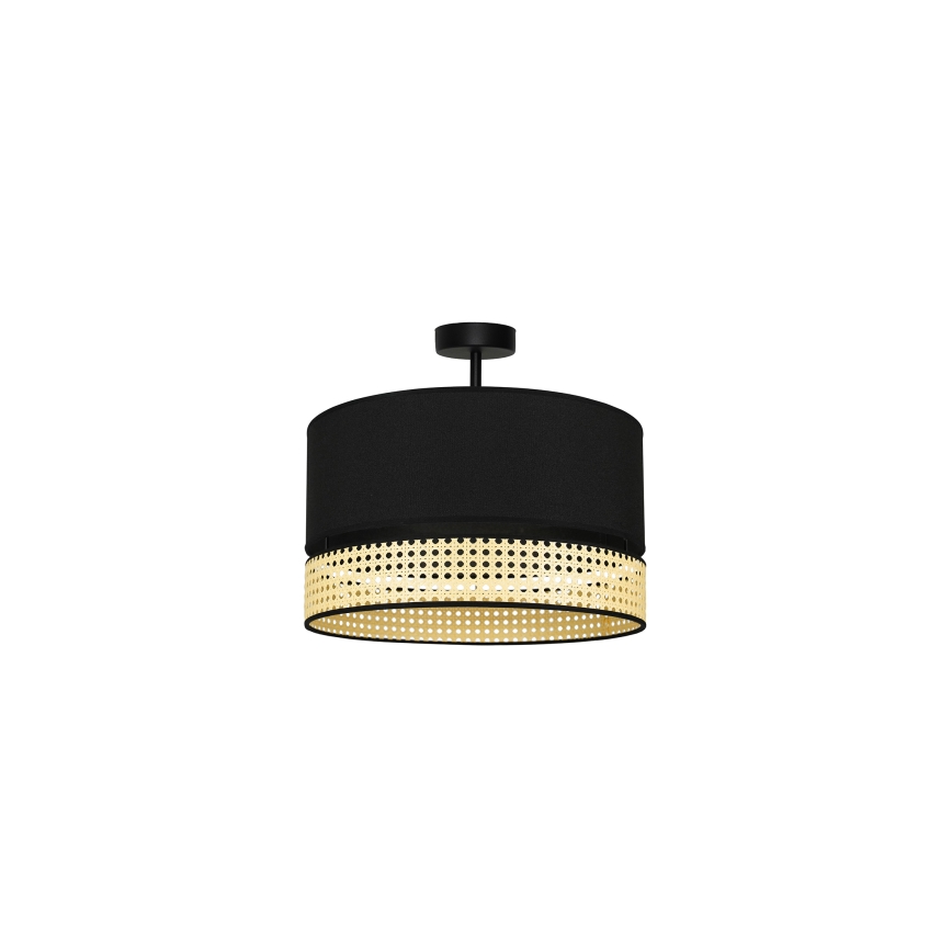 Duolla - Loftlampe DOUBLE RATTAN 1xE27/15W/230V diameter 40 cm sort/beige