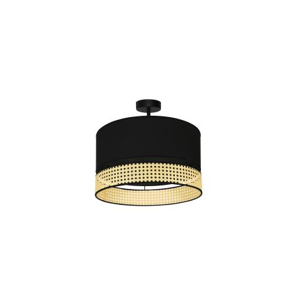 Duolla - Loftlampe DOUBLE RATTAN 1xE27/15W/230V diameter 40 cm sort/beige