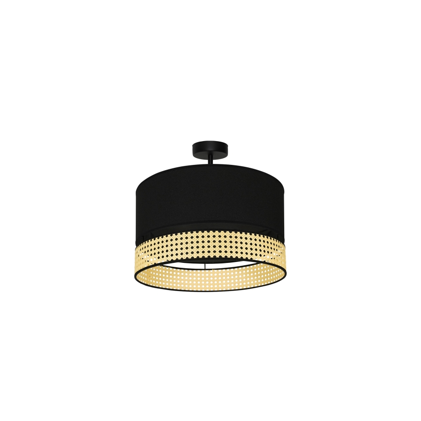 Duolla - Loftlampe DOUBLE RATTAN 1xE27/15W/230V diameter 40 cm sort/beige