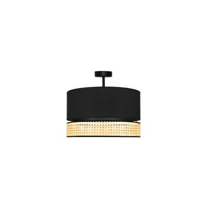 Duolla - Loftlampe DOUBLE RATTAN 1xE27/15W/230V diameter 40 cm sort/beige